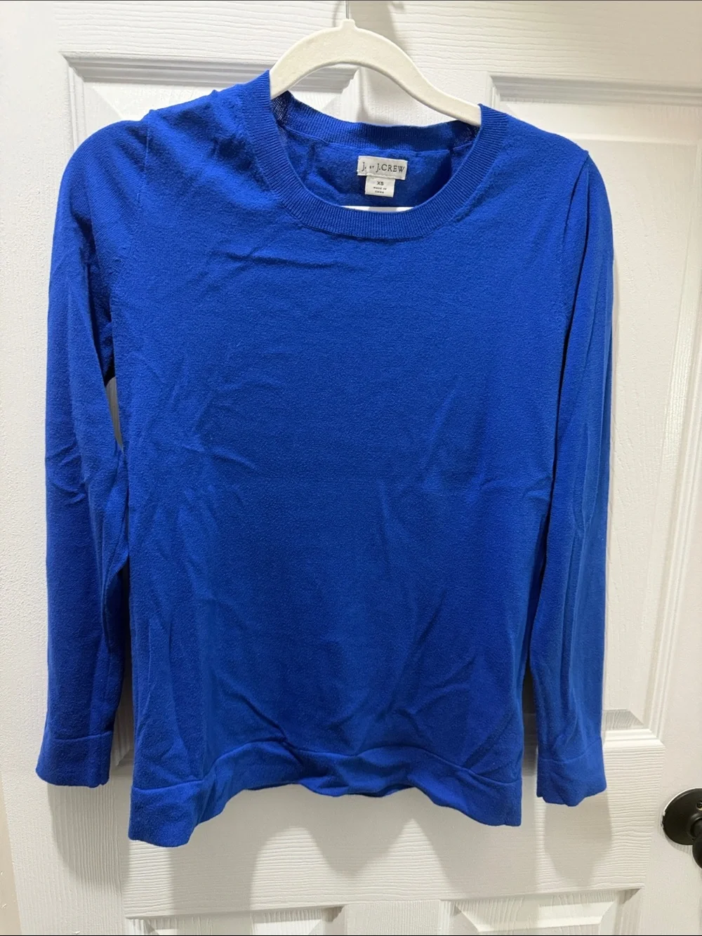 J. Crew Women’s Long-Sleeve Crewneck Knit Top in Royal Blue